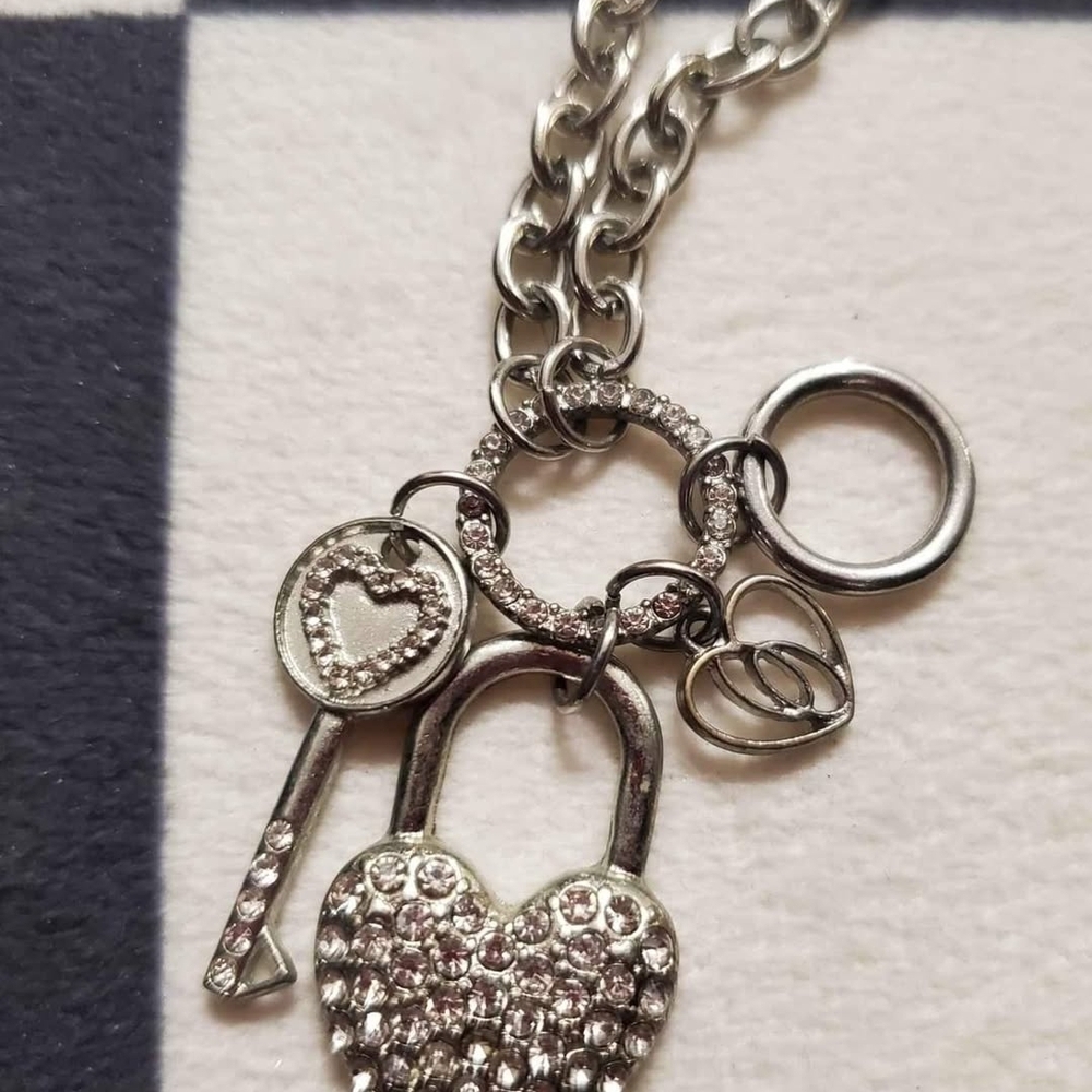 Silver Heart Lock Charm Necklace